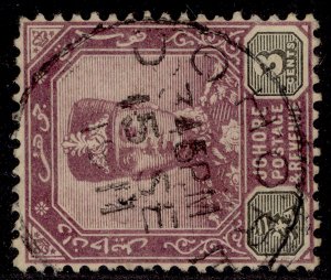 MALAYSIA - Johore GV SG80a, 3c dull purple & olive-black, FU CDS WMK HORIZONTAL.