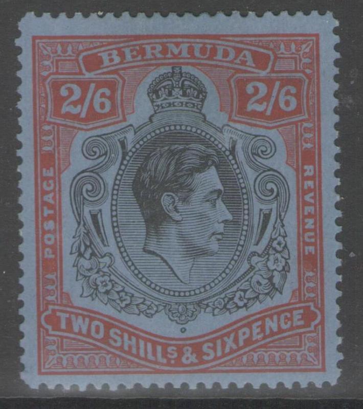 BERMUDA SG117a 1942 2/6 BLACK & RED/GREY-BLUE p14¼ MTD MINT