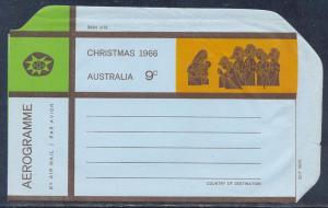 Australian Aerogramme ASC A26 9c Christmas 1966, Mint