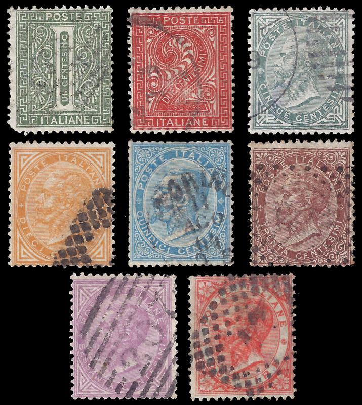 Italy 1863 Sc 24-33 less 28 used vg-vf