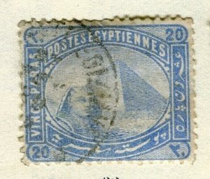 EGYPT; 1879 early classic Sphinx Pyramid issue fine used 20pa. value