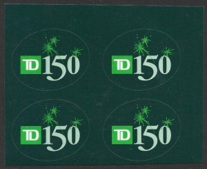 2005 Canada TD Bank Corporate Advertising Cinderella Peelable Adhesive BLOCK VF-