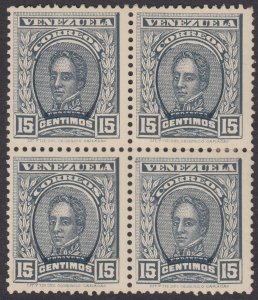 Venezuela 1911 15c Grey block. MNH/LM Mint. Scott 252, SG 336