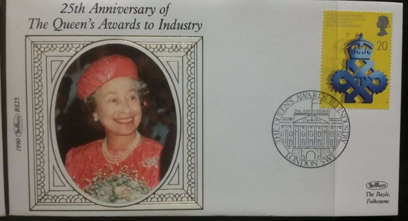 GB 1990 Queens Industry Awards Benham BS24-27 Limited Edition Silk Cover FDC