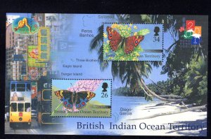 British Indian Ocean Territory #229, MNH Butterflies Souvenir Sheet