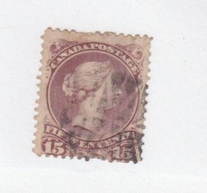 CANADA # 28b VF-15cts LARGE QUEEN WITH A FANCY CANCEL