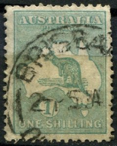 Australia Sc#10 Used, 1sh bl grn, Kangaroo issue (1913)