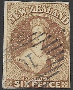 New Zealand 9  1859  6p   fine used
