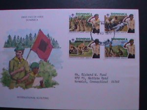 DOMINICA-1977  FDC-INTERNATIONAL SCOUTING DAY-FANCY CANCEL FDC USED.XF.