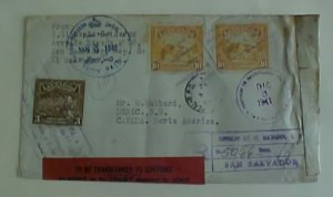 EL SALVADOR 1941 VIA USA B/S CANADA CENSORED COVER 8 BACKSTAMPS