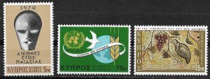 Cyprus # 346-48   U.N. / Mosaic     (3) Mint NH
