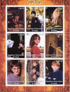 Congo 2001 HARRY POTTER OWL Sheet Perforated Mint (NH)