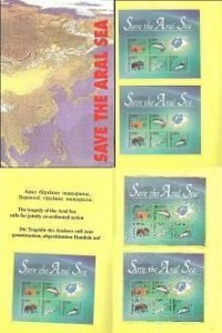 Save the Aral Sea 1996 joint issue of 5 Middle Asia countries booklet