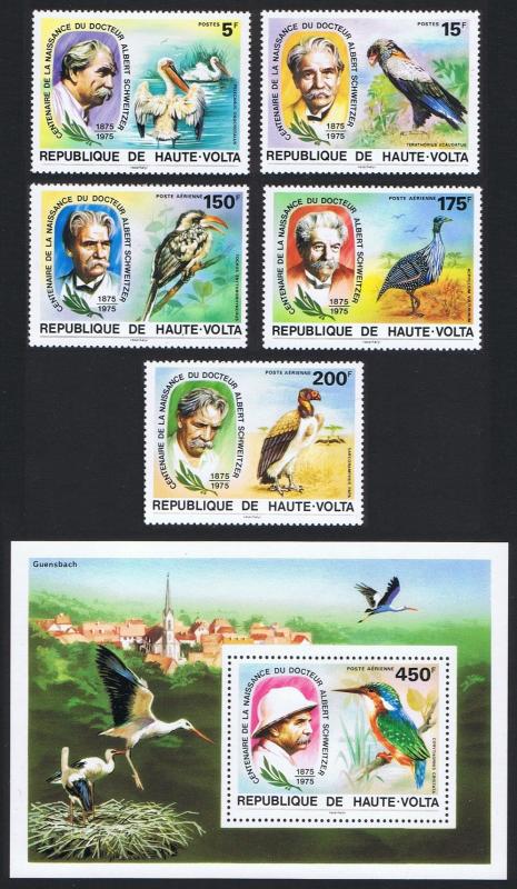 Upper Volta Birds Dr. Albert Schweitzer 5v+MS SC#368-369+C212-C214 MI#575-579