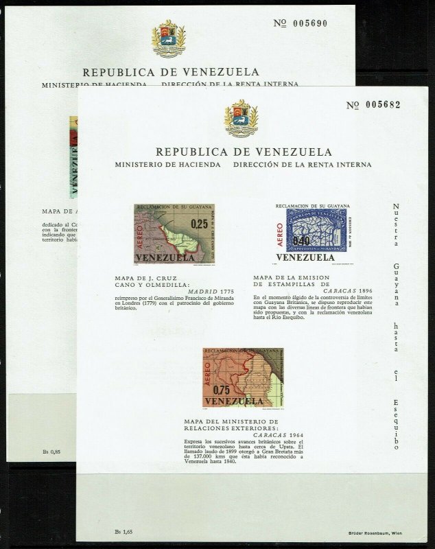 Venezuela 2 Souvenir Sheets, Never Hinged, few minor creases - M474