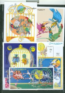 SOMALIA BIRDS LOT of (5) SOUV. SHEETS MNH