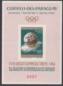 1964 PARAGUAY OLYMPICS TOKYO/ SPACE/ SATELITE/ IMPERF S/S MNH VF