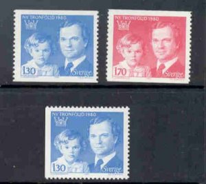 Sweden Sc 1318-20 1980 Crown Princess & King stamp set mint NH