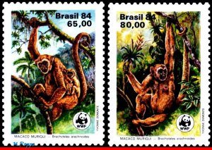 1926-27 BRAZIL 1984 MONKEYS, FAUNA PRESERVATION, WWF MI# 2052-53 RHM C1401-2 MNH