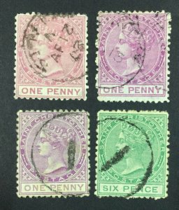 MOMEN: ST CHRISTOPHER SG #1,2,2w,4 P12.5 CROWN CC 1870-82 USED £181 LOT #61869