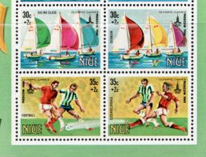 1980 Niue - Moscow Olympic souvenir sheet equestrian football swimming track MNH