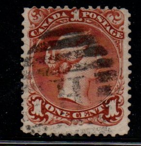 Canada Sc 22 1868 1 c brown red large Queen Victoria stamp used