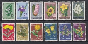 Yugoslavia Sc 689-694, 772-777 MLH. 1963 and 1965 Flowers, 2 cplt sets, VLH, VF