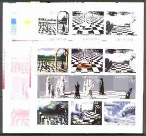 Kyrgyzstan 1999 Chess Art sheetlet containing 9 values, t...