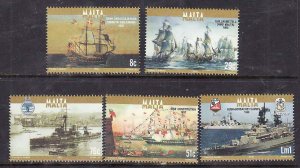 Malta-Sc#1251-5- id8-unused NH set-Navy Ships-2006