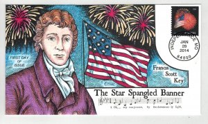 2014 COLLINS HANDPAINTED FRANCIS SCOTT STAR SPANGLED BANNER US FLAG & FIREWORKS