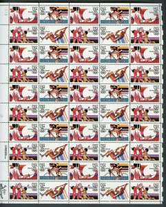 1984 Olympics Sheet of Fifty 35 Cent Airmail Postage Stamps Scott C109-12