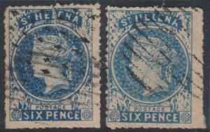 BC SAINT HELENA 1871-74 QV Sc 3 & 4 UNWATERMARKED FORGERIES USED (CV$222.50)