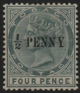 TOBAGO-1892 ½d on 4d Grey Sg 30 MOUNTED MINT V40344