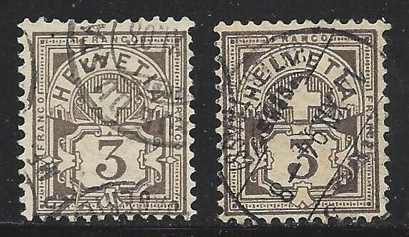 Switzerland #70 and #70a Excellent Distinction