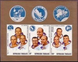 Togo 741-745,C135,C135a,MNH.Michel 808-813,Bl.49.Apollo 11,12,13.Astronauts,1970