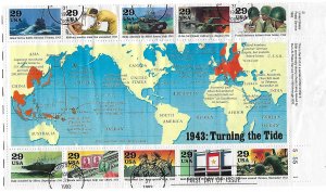 Catalog # 2765 Souvenir Sheet of 10 WW ll 1943: Turning the Tide