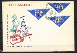 German Dem. Rep. Scott cat. B121-B123. Young Pioneers issue. First day cover. ^