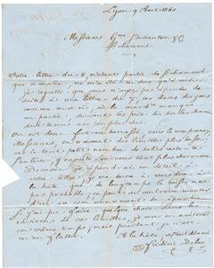 VEGAS - 1850 France Personal Stampless Letter/Cover - (DP149)