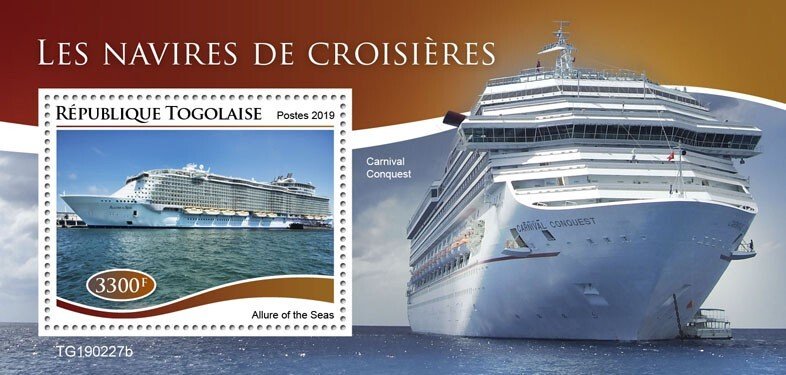 TOGO - 2019 - Cruise Ships - Perf Souv Sheet - Mint Never Hinged