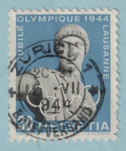 SWITZERLAND 292  USED - 25c BLUE APOLLO STATUE