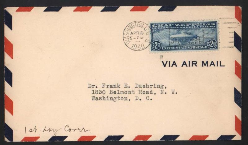 USA #C13 - #C15 XF Used Zeppelins On 1st Day Covers