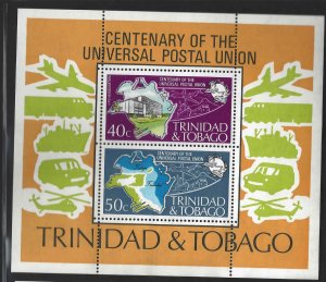 Trinidad and Tobago 244a UPU Cent Map/Emblem/Plane MNH S/S CV$16 1974