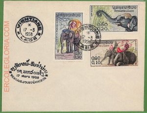 ZA0456 - LAOS - Postal History - FDC Cover - Elephants - 1958