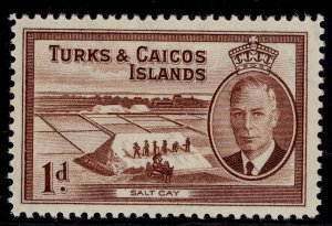 TURKS & CAICOS ISLANDS GVI SG222, 1d red-brown, NH MINT.