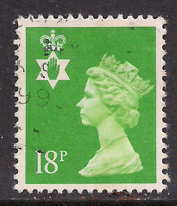 Northern Ireland GB 1991 QE2 18p Bright Green Center Phos SG NI 47 ( K103 )