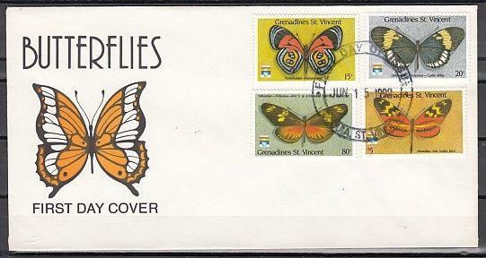 St. Vincent, Grenadines. Scott cat. 882~893. Butterflies Part 1. First day.