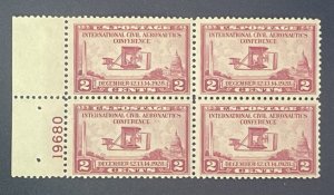 Scott 649  Plate Block of 4  MH   International Civil Aeronautics Conference