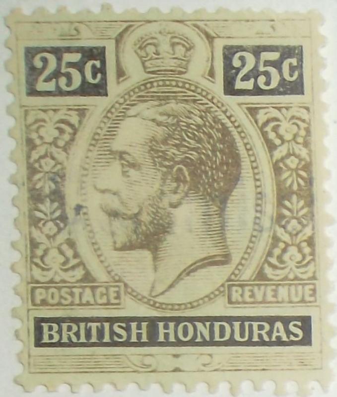 BRITISH HONDURAS — SCOTT #80 1913 KGV 25¢ BLACK/GRN Free US Shipping