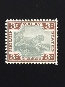 Malaya 1900-01 Federated Malay States FMS Tiger 3V Varieties MH CA SG#16 M1790
