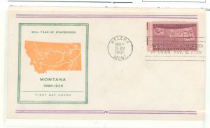 US 858 1939 3c Montana statehood Golden anniversary cacheted and unaddressed first day cover.